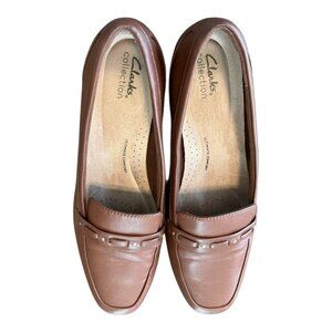 Clarks Collection Women's Leather Loafers Ultimate Comfort Brown Size 10